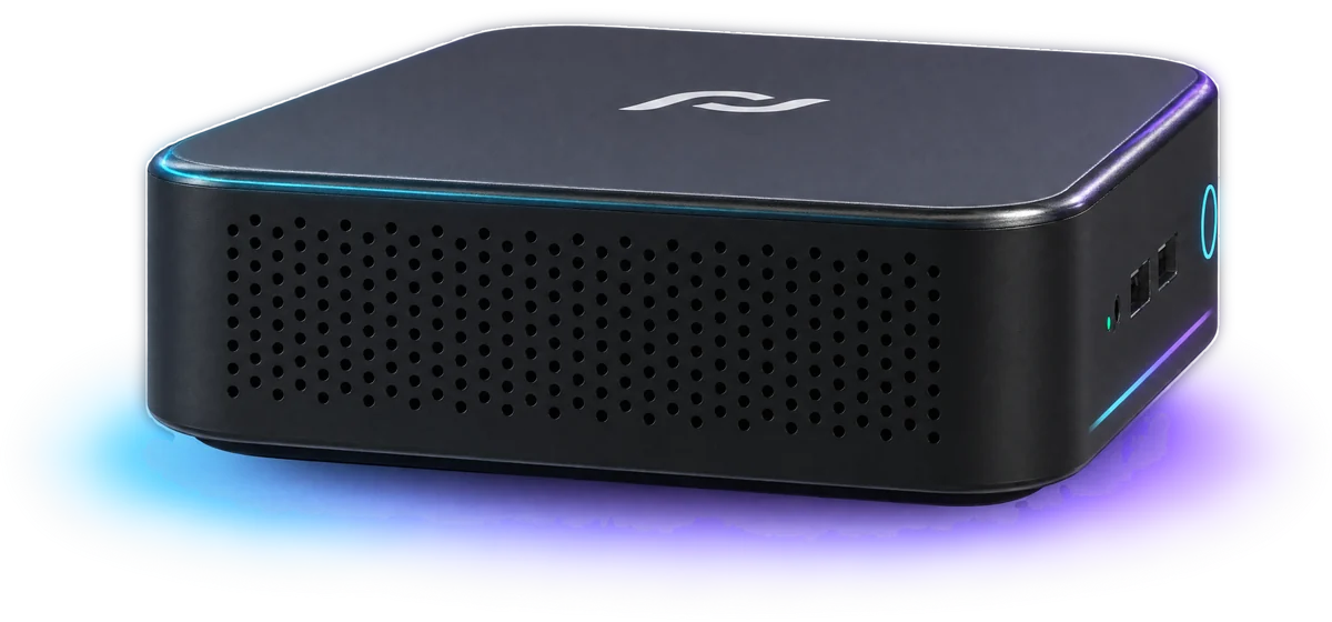 DecentralNode One from the side, showing the ventilation grille